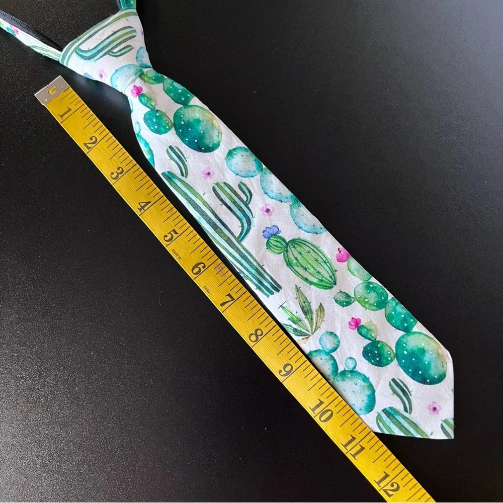 Littlest Prince Kids Cactus Print Zipper Adjustable Tie - Green,
